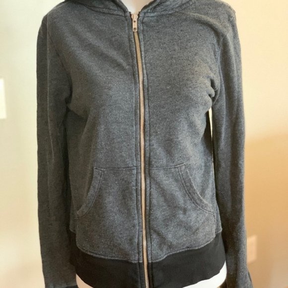 Vintage Wildfox Shopping is my Cardio Hooded Zip Up, Size Small, Grey/Black - Picture 5 of 5